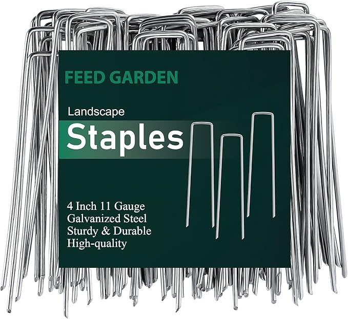 FEED GARDEN 4 Inch 25 Pack Galvanized Landscape Staples 11 Gauge Anti-Rust by FEEDGARDEN