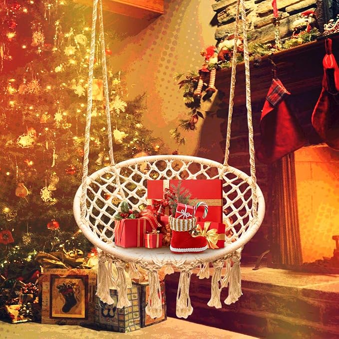 Sonyabecca LED Macrame Hammock Hanging Swinging Chair, Indoor/Outdoor Hanging - Image 9