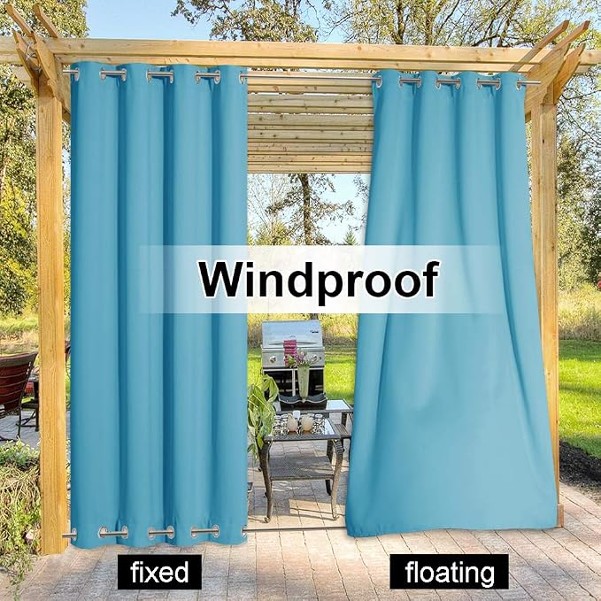 NICETOWN Outdoor Curtain for Patio Extra Long 120" L, Waterproof & Windproof - Image 4