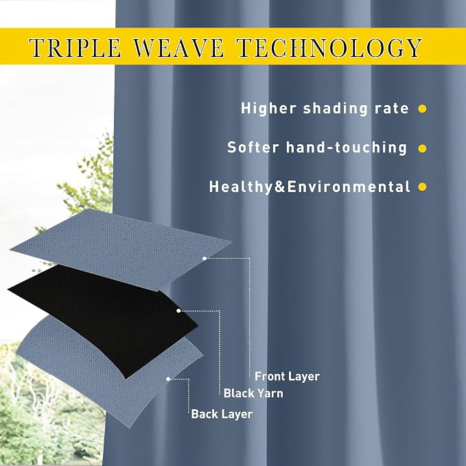NICETOWN 2 Panels Outdoor Curtains Waterproof Pocket & Back Tab on Top & Bottom - Image 5