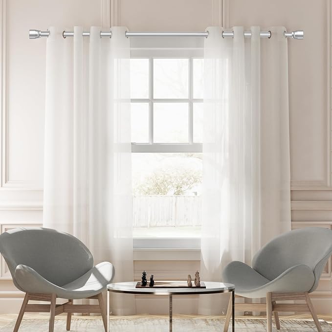 1” Diameter Silver Curtain Rod Itself is 30-60 inch 2 Pack, Fit 30 to 56 Windows - Image 6