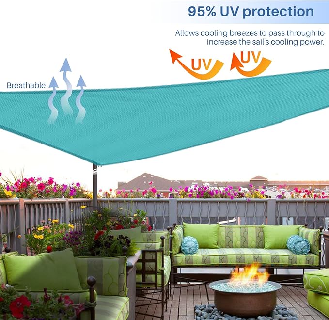 E&K Sunrise 21' x 21' x 21' Sun Shade Sail Triangle Canopy Shade Cover UV Block - Image 5