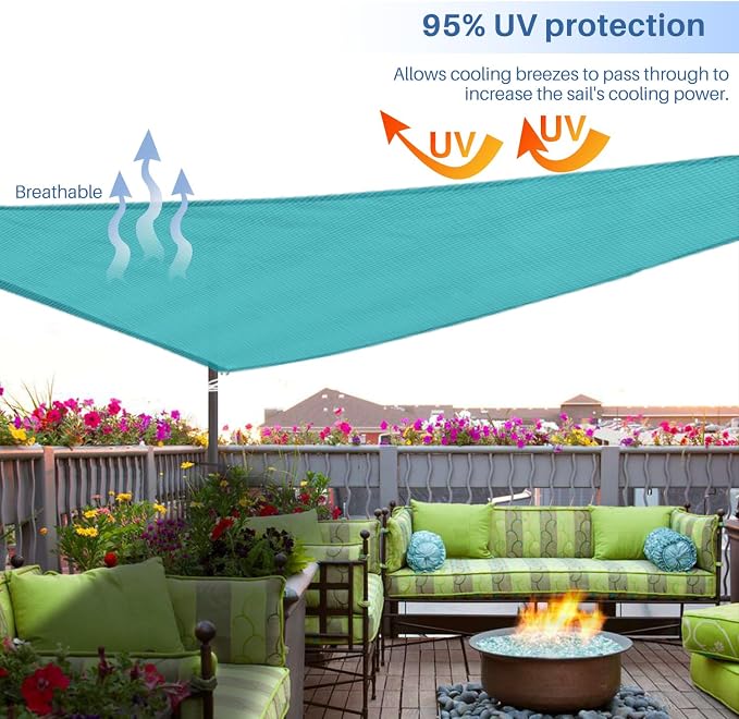 E&K Sunrise 23' x 23' x 23' Sun Shade Sail Triangle Canopy Shade Cover UV Block - Image 5