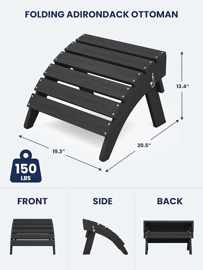KINGYES Folding Adirondack Ottomans Set of 4 - Image 2