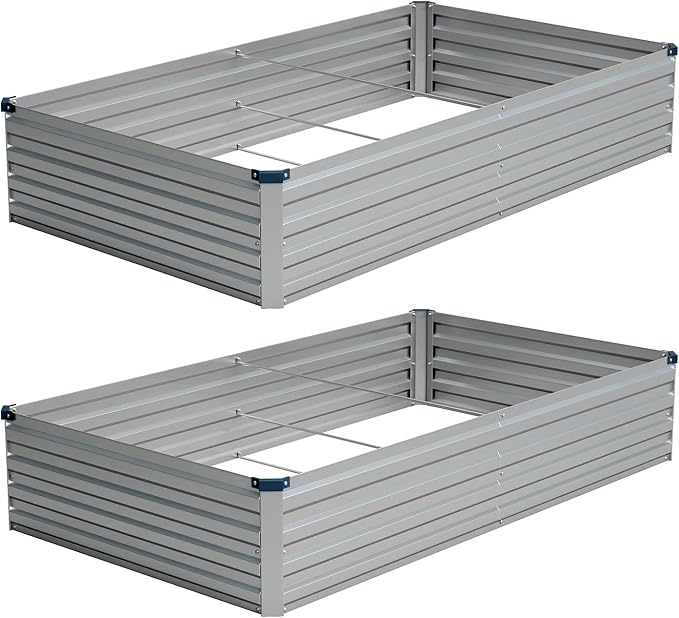Vengarus 8x4x1FT Galvanized Raised Garden Bed Kit, Outdoor Metal Planter Box by Vengarus