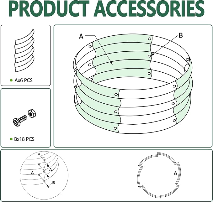 2PCS 2x2x1FT Galvanized Raised Garden Bed Kit, Vegetable Boxes-Round Metal - Image 4