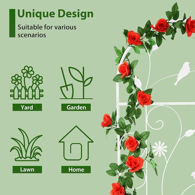 Metal Garden Trellis for Climbing Plants, 86.5" x 19.7" Metal Plant Trellis - Image 3
