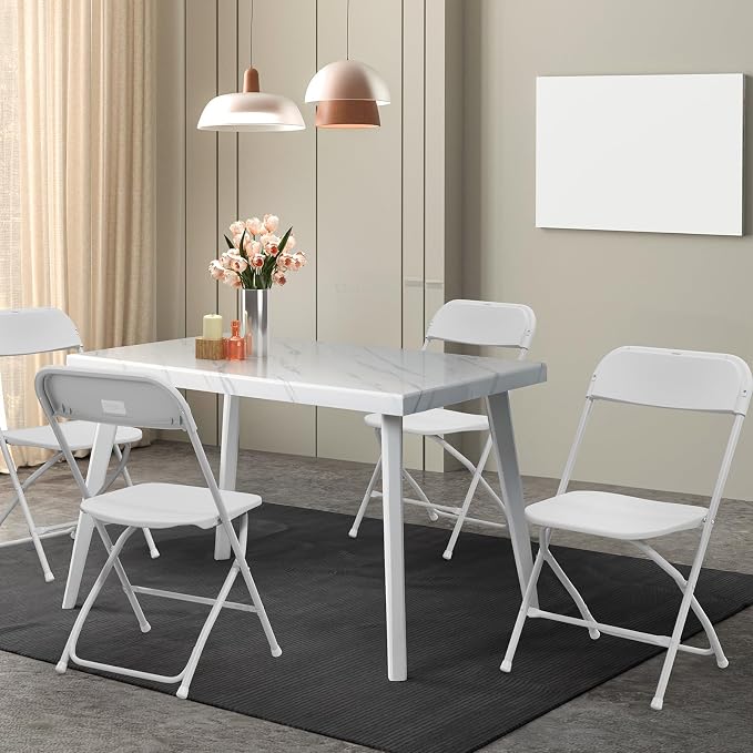 VINGLI 10 Pack White Plastic Folding Chair, Indoor Outdoor Portable Stackable - Image 2