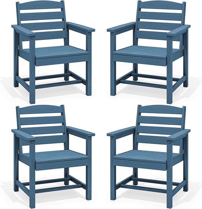SERWALL Outdoor Dining Chairs Set of 4, All-Weather HDPE Patio Chair by SERWALL
