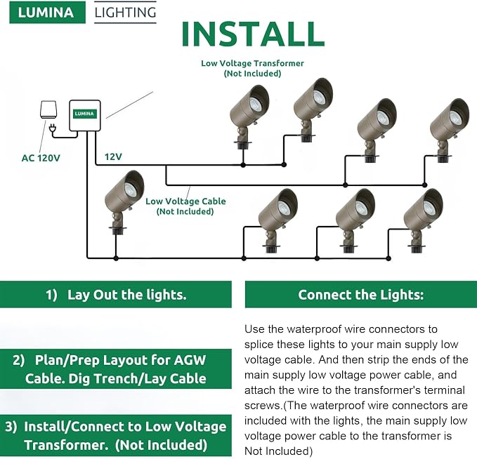 Lumina Lighting® 4W Landscape lighting 12V Landscape Lights Low Voltage - Image 4