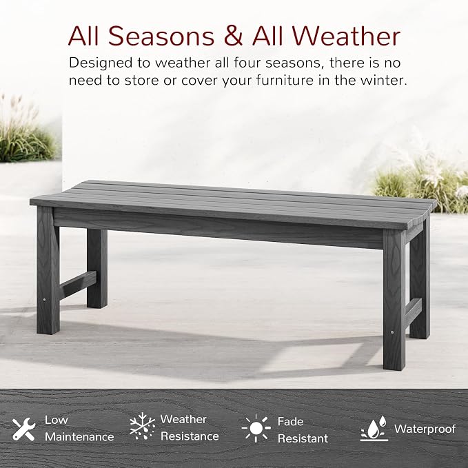 Stoog Outdoor Bench, 2-Person Outdoor Dining Bench, All-Weather HIPS Garden - Image 4