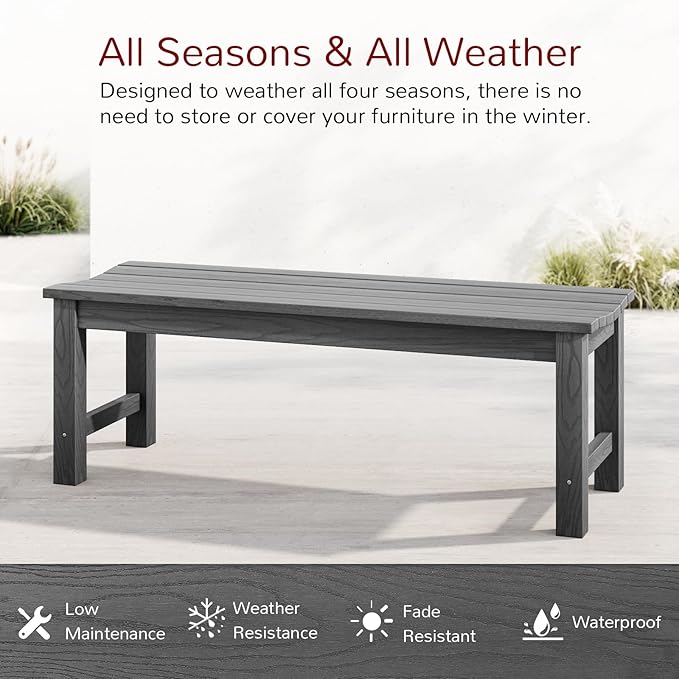 Stoog Outdoor Benches Set of 2, 2-Person Backless Patio Bench, All-Weather HIPS - Image 4
