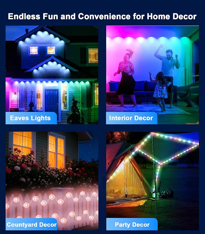 300FT Permanent Outdoor Lights for House, Smart Color Change Eaves LED Lights - Image 7