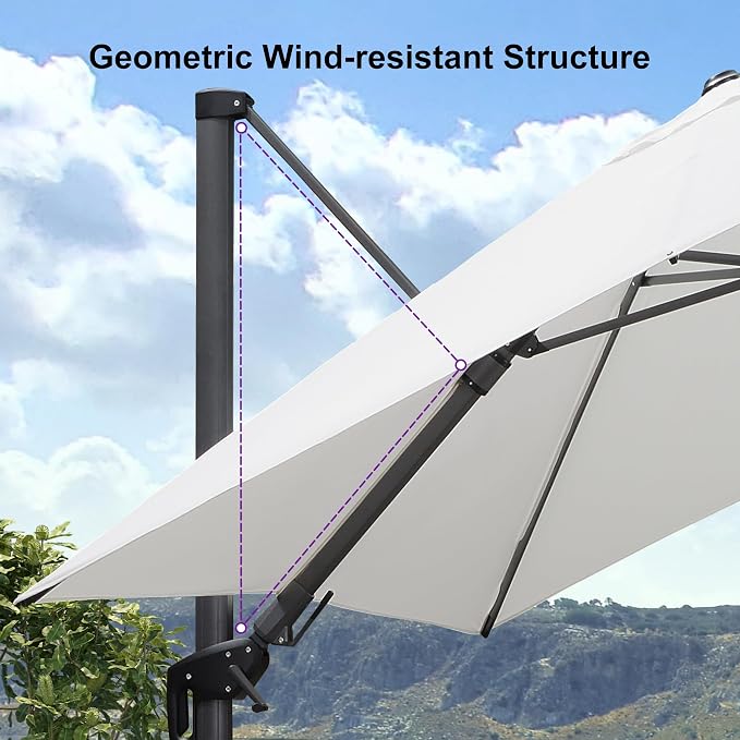 PURPLE LEAF 9' X 12' Left-right Tilt Patio Umbrella Outdoor Cantilever Swivel - Image 9