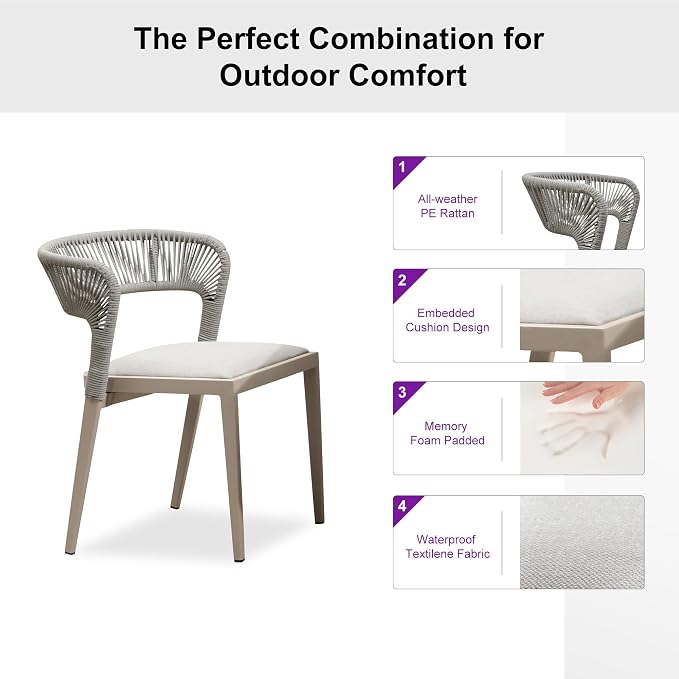 PURPLE LEAF 9 Pieces Outdoor Dining Set Patio Table and Chairs Set Aluminum - Image 2