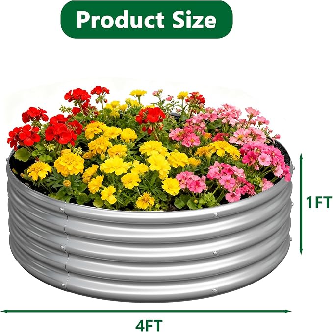 zizin 2 Pack Galvanized Raised Garden Bed Metal Round Raised Garden Beds - Image 2