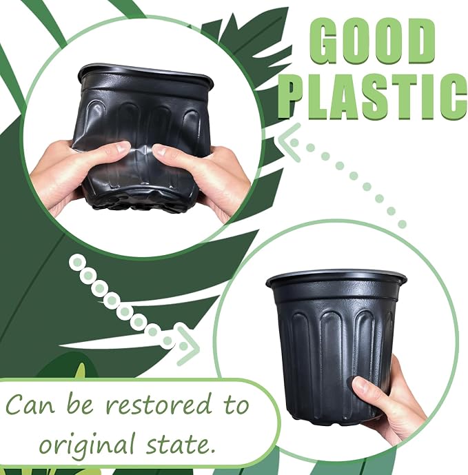 60 Pack 1 Gallon Nursery Plant Pots, Thickened Flexible Plastic Seedling Pot - Image 5