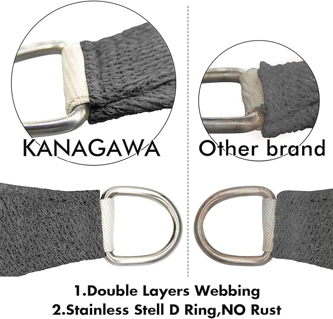 KANAGAWA 18'X22' Dark Gray Custom Size Sun Shade Sail Rectangle UV Block Canopy - Image 5