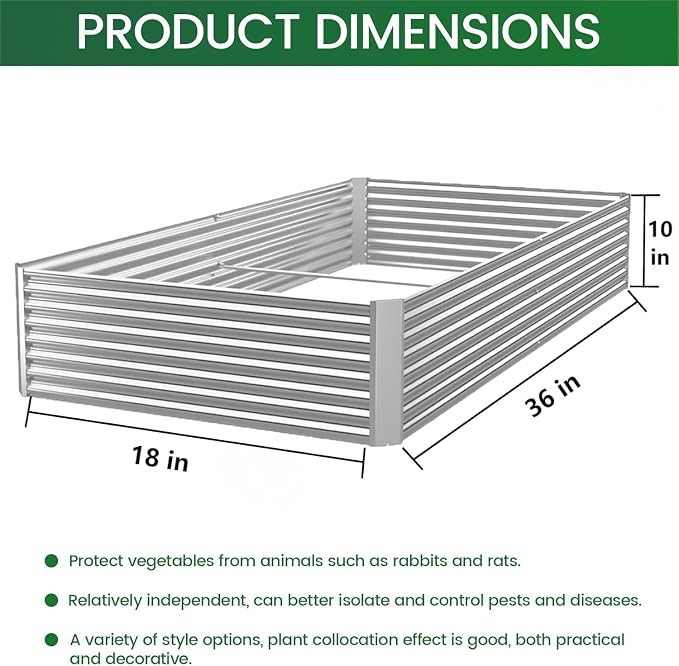 3 Pack Raised Beds for Gardening, Corrugated Galvanized Steel Raised Garden Bed - Image 2