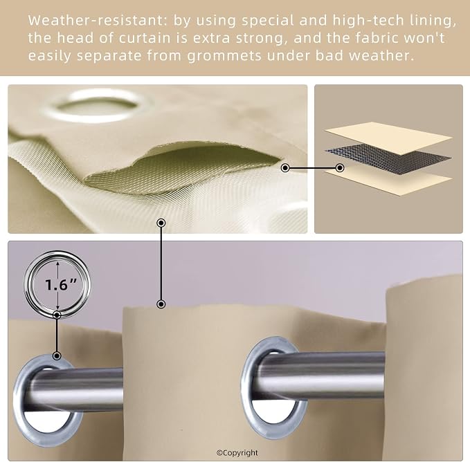 DIVA EN CAMINO DEC Outdoor Patio Curtain Waterproof Darkening Thermal Insulated - Image 3