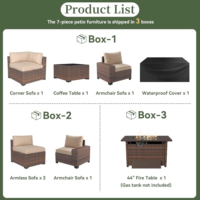 Aoxun 7 Piece Patio Furniture Set - Image 5