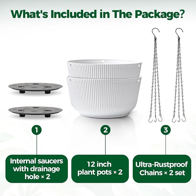 T4U 12 Inch Large Hanging Planters - Image 6