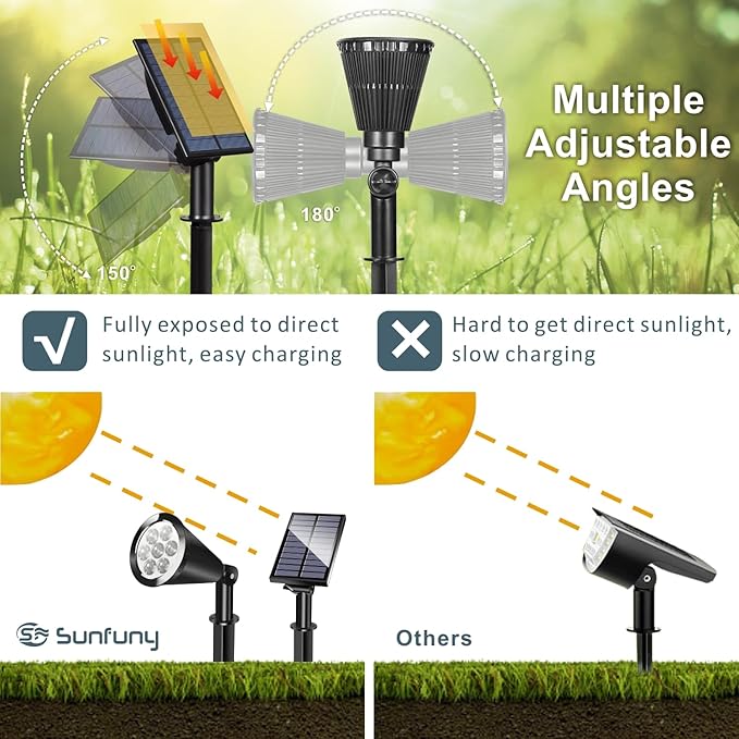 Spotlights Outdoor Solar for Flag Pole, Bright 7-LED Solar Spot Light - Image 4
