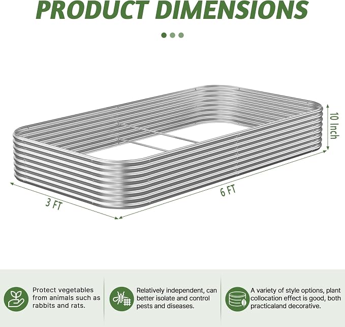 4 Pack 6x3FT Raised Beds for Gardening, Corrugated Galvanized Steel Raised - Image 8