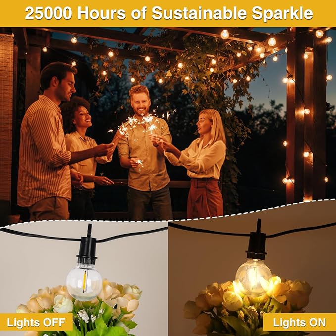 ZJOJO 60FT Outdoor String Lights, G40 Globe Outdoor Lights - Image 4