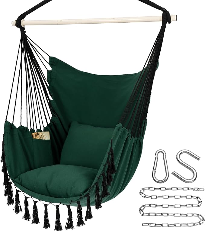 Y- STOP Hammock Chair Hanging Rope Swing, Max 500 Lbs, 2 Cushions Included by Y-STOP