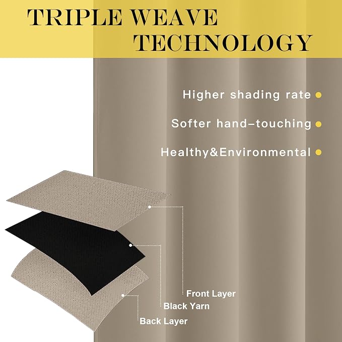 NICETOWN Blackout Patio Curtains 100 x 95 Inches Long - Image 3