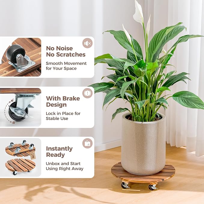 Bamworld14 Inch Wood Plant Caddy - Image 3