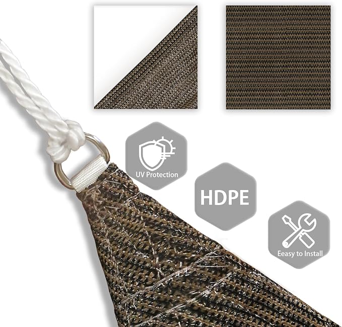Patio Paradise 10' x 10' x 9'10" Sun Shade Sail Triangle Canopy, Permeable - Image 3