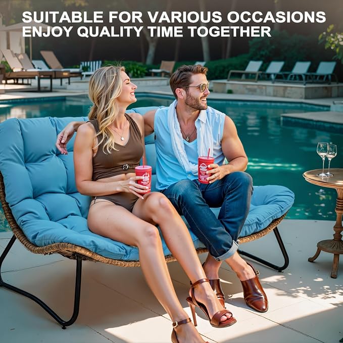 Crestlive Products Patio Loveseat, All-Weather Rattan Large Furniture - Image 5