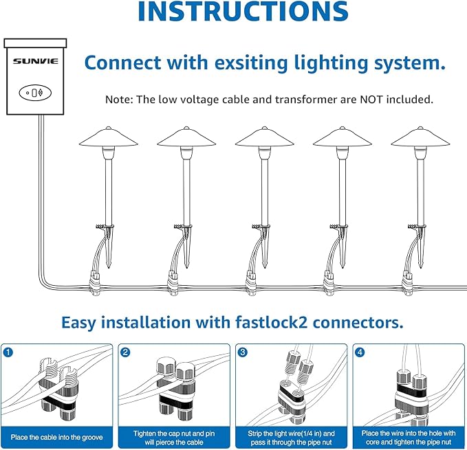 SUNVIE Low Voltage Pathway Lights Wired Path Light Outdoor 3W 12-24V 3000K - Image 7