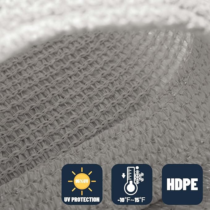 SUNNY GUARD Custom Size 10'x10'x14.1' Silver Grey Sun Shade Sail Right Triangle - Image 4