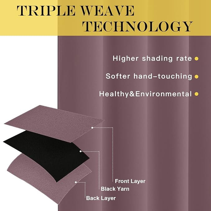 NICETOWN Blackout Curtains for Sliding Glass Door Room Divider Noise Reduce - Image 3