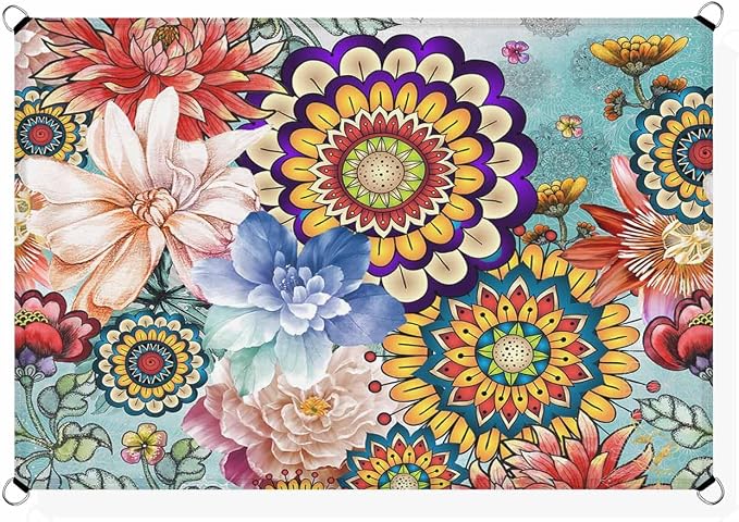 Sun Shade Sail 12'x16' Boho Floral Rectangle Sun Shade Sails Canopy Waterproof - Image 2