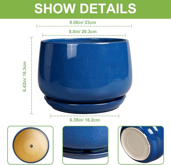 G EPGardening Ceramic Pots for Plants, 9 Inch Modern Round Planter - Image 3