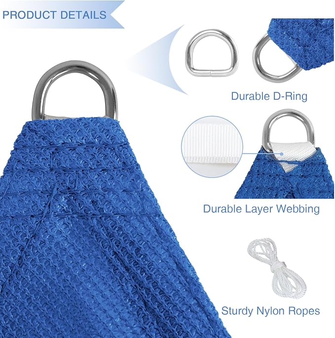 E&K Sunrise 17' x 17' x 17' Sun Shade Sail Triangle Canopy Shade Cover UV Block - Image 4