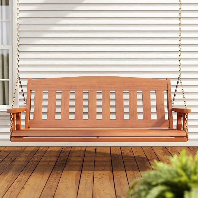 Amish Casual Heavy Duty Mission Treated Porch Swing, Cedar Stain, 8Ft Chains - Image 2