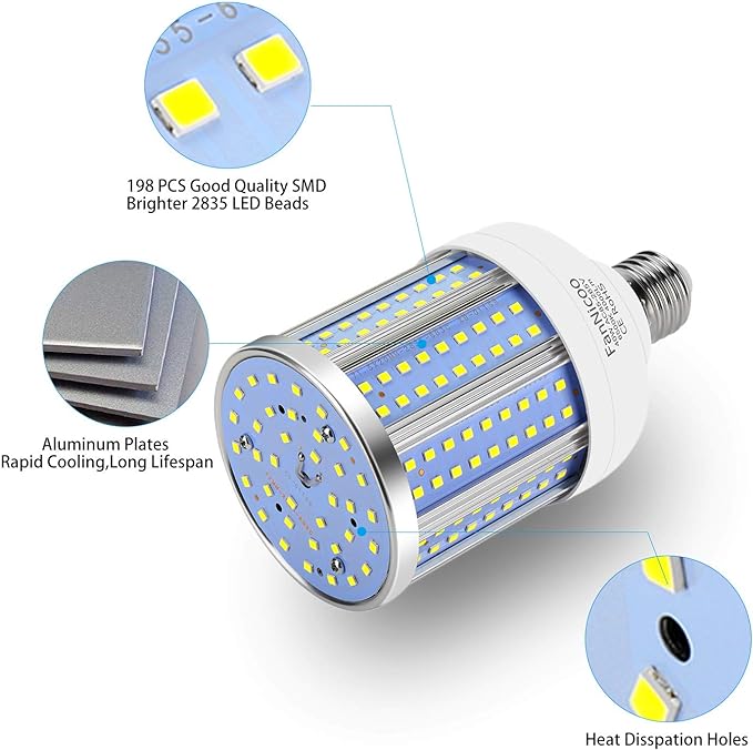 2 Pack 280W Equivalent LED Corn Light Bulb, 4000 Lumen 6500K Cool White - Image 3