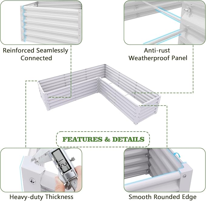 A ANLEOLIFE 8-Pack 8X4X1.5ft & 74x74x18 in Deep Root Galvanized Raised Garden - Image 6