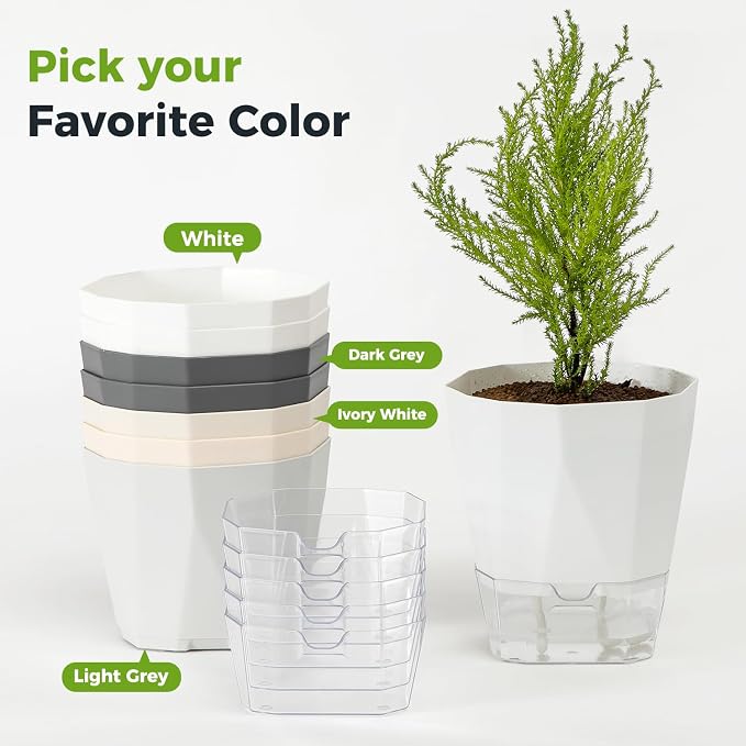 5 Pack Self Watering Pots for Indoor Plants, 5/6.7/8.4 Inches Self Watering - Image 8