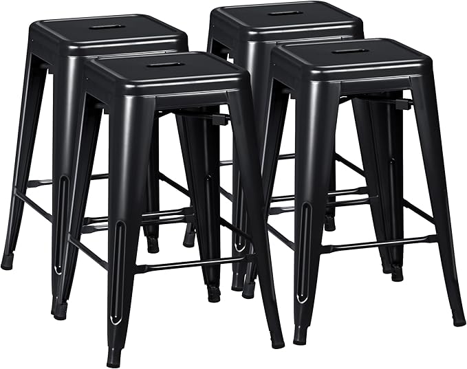 Furmax 24 Inch Metal Bar Stools Set of 4, Counter Height Bar Stools Height High by Furmax