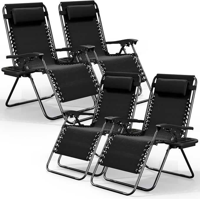 Nestl Zero Gravity Chairs Set of 4, Patio Lounge Chair Outdoor by Nestl