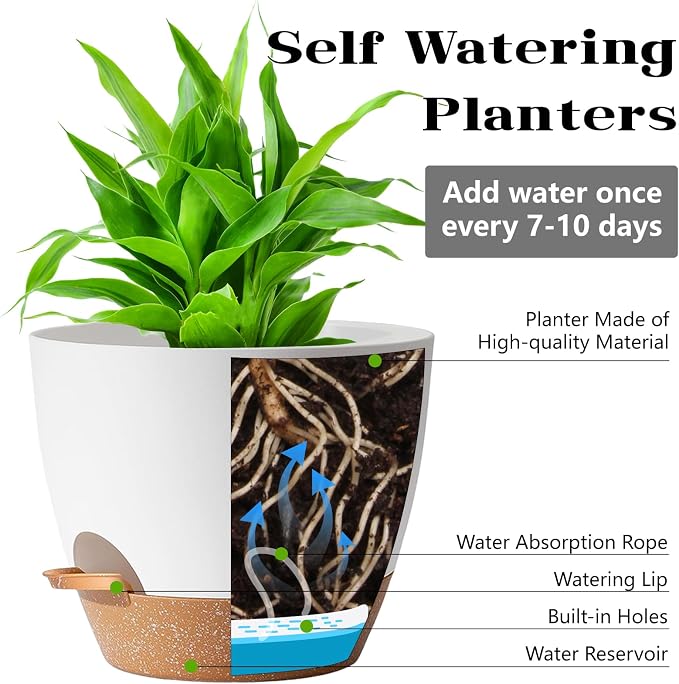 Plant Pots, 12+10+9 Inch Self Watering Pots - Image 4