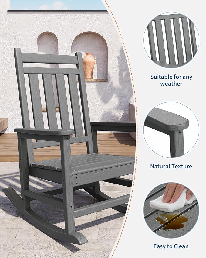 GarveeLife Poly Lumber Rocking Chair Outdoor Set of 2 - Image 3