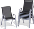 Patio Chairs Set of 6, Easily Set Up Stackable Outdoor Dining Chairs by Dovov