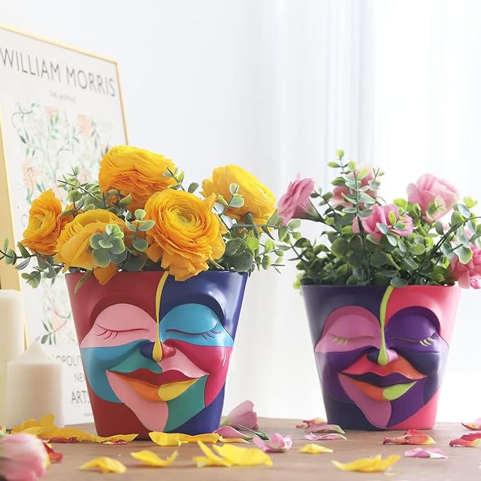 GUGUGO Abstract Rainbow Head Planter, Unique Face Plant Pot - Image 5